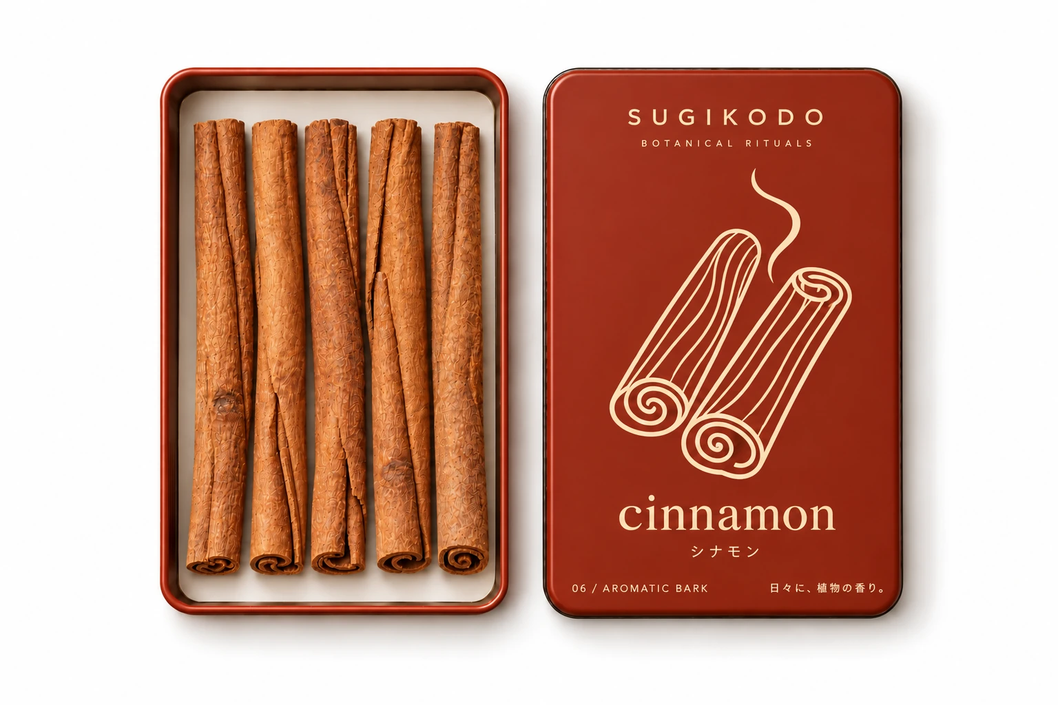 SUGIKODO シナモンの香材とパッケージ